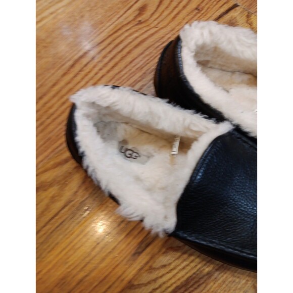 UGG Ascot Slippers Black Leather Sherpa Lined Size US 9 EU 42 Model‎ 5379 - Picture 2 of 10